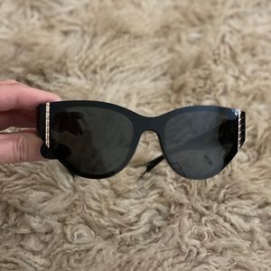 CHANEL Cat Eye Sunglasses Black w/ Case